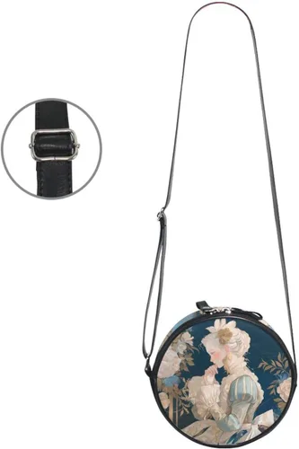 Vista 3 de Retro Court Style Mujer Rococó Art Round Cute Crossbody Bolsas para Damas Moda con Correa Ajustable Pequeños Bolsos Ir de Compras Bolso Messenger