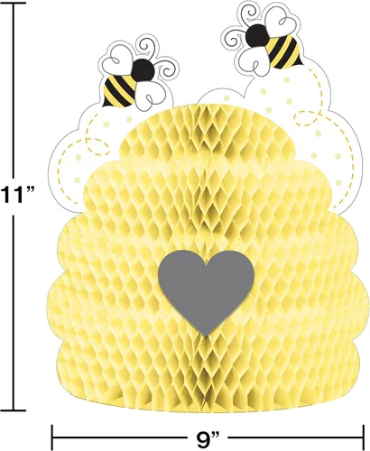 Vista 2 de Creative Converting 340067 Bumblebee Centro de mesa para bebé, 9 x 11 pulgadas, multicolor