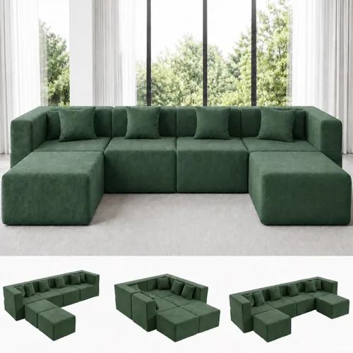 Vista 15 de MONVANE Sofá modular modular en forma de U de 141 pulgadas, gris ceniza