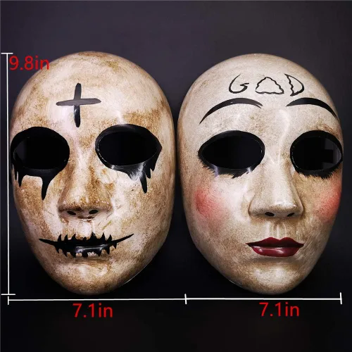 Vista 4 de Máscaras con cruz e inscripción de God para pareja de la película The Purge