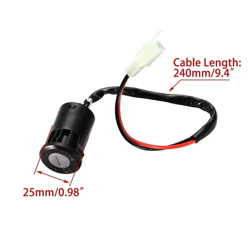 Vista 2 de WOOSTAR Interruptor de llave de encendido de 2 cables, interruptor de encendido de 2 posiciones, reemplazo para 50 cc, 70 cc, 90 cc, 110 cc, 125 cc