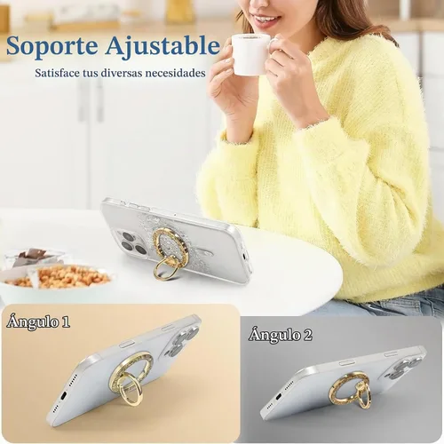 Vista 6 de Anillo magnético para teléfono MagSafe Grip [Super Magnet] StylishTwinkle Design Soporte de anillo Soporte de anillo Magsafe Pop Socket (dorado)