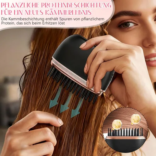 Vista 3 de Mini plancha de pelo recargable, cepillo de plancha de pelo inalámbrico portátil, control de temperatura de 3 velocidades, mini plancha de pelo