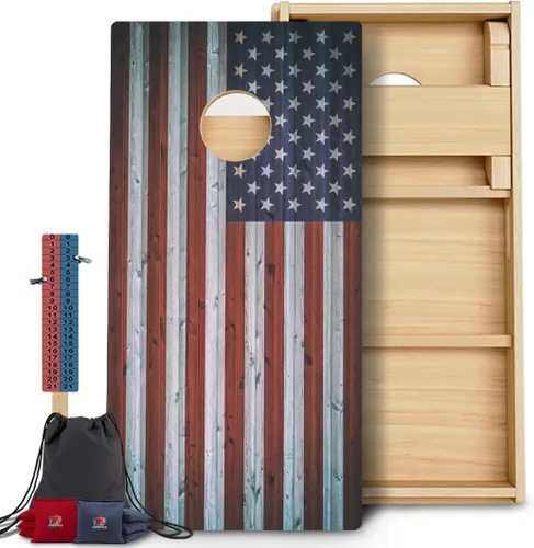 Vista 19 de CornholeGamesUSA Pro - Juego de tablas de Cornhole Fabricado en Estados Unidos Abedul báltico 3/4 Sin rebote Patas triples gruesas Dos 1