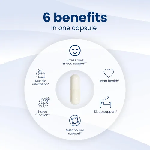Vista 3 de HealthA2Z® Glicinato de magnesio 240 mg - 180 cápsulas, apoya la energía diurna, sueño reparador nocturno, alivio del estrés, equilibrio del estado
