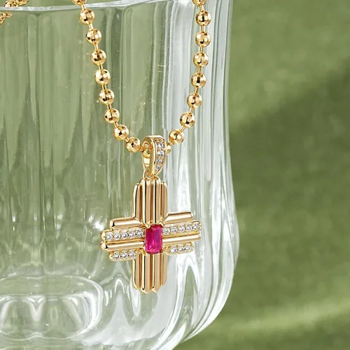 Vista 154 de Fettero - Collar con dije de cruz de fe, chapado en oro de 14 K, cadena fina, minimalista, simple, pequeña, para oración, regalo de joyería religiosa