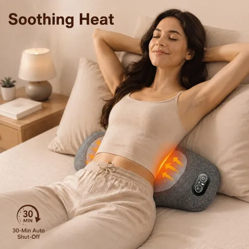 Vista 6 de 3-in-1 Heated Back Massager Cushion with Lumbar Support, Heat & Vibration