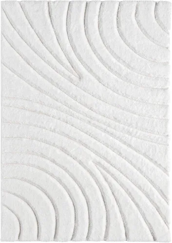 Vista 2 de LUXE WEAVERS - Alfombra moderna geométrica de pelo largo, color crema, 5 x 7