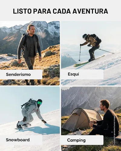 Vista 5 de DANISH ENDURANCE Merino Wool Half Zip Base Layer Set Men, Top and Bottom Negro