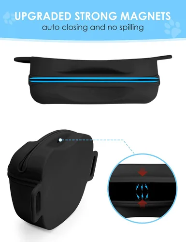 Vista 4 de Bolsa de golosinas para perros heouvo con clicker de entrenamiento, cierre magnético mejorado para evitar derrames, bolsa de golosinas de silicona