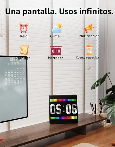 Vista 2 de Divoom Pixoo Visualización Max Pixel, APP Pantalla de control de teléfono móvil con pantalla LED programable de 32 X 32 para decoración del hogar