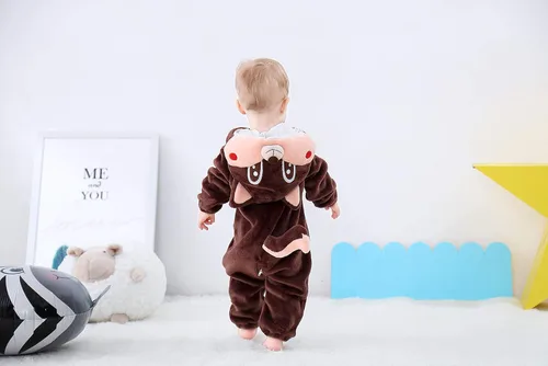 Vista 3 de Disfraz unisex para niños, disfraz de Halloween, traje de animal con capucha