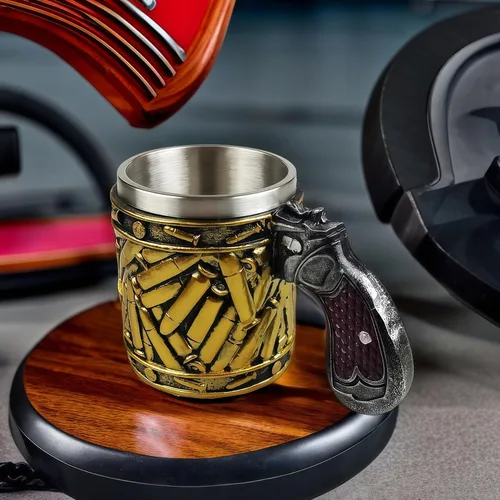 Vista 6 de Novedad pistola mango con balas Casings tazas de café tazas pistola taza pistola 11oz gran regalo cerveza taza acero