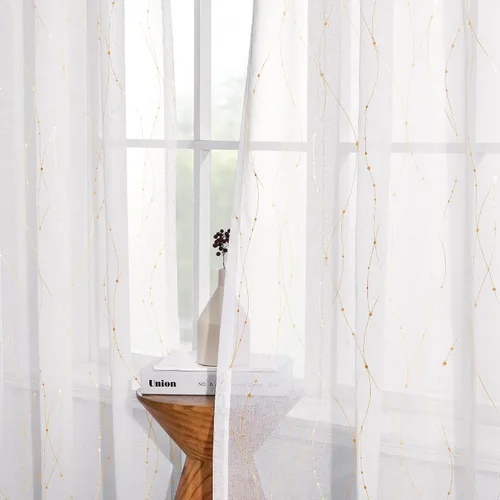 Vista 6 de Deconovo - Cortinas transparentes con filtro de luz de 72 pulgadas de largo Blanco clásico