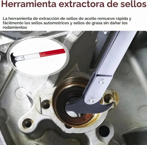 Vista 2 de ecocstm Herramienta Extractora de Sellos, Herramienta de Extracción de Sellos de Aceite con Doble Gancho, Extractor Universal de Sellos de Rueda