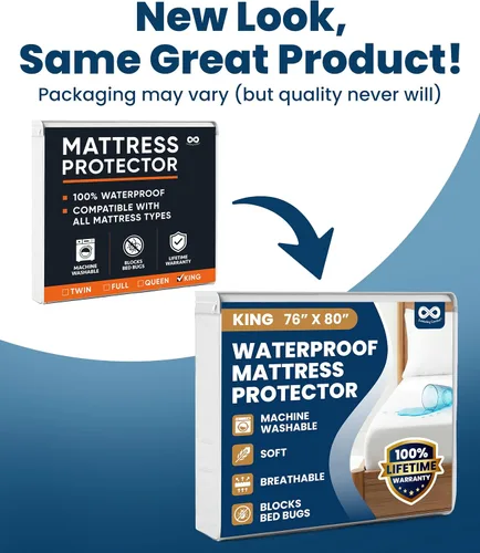 Vista 10 de Everlasting Comfort Protector de colchón prémium tamaño King, impermeable e hipoalergénico, diseño silencioso, funda lavable, bolsillo profundo