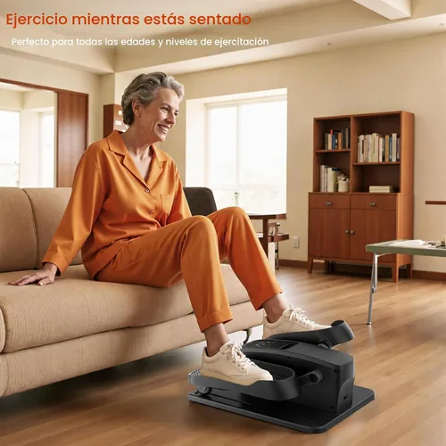 Vista 3 de Máquina elíptica de ejercicio debajo del escritorio, ejercitador de pedal sentado silencioso para personas mayores, ejercitador elíptico de piernas