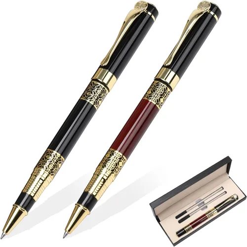 Vista 8 de YIVONKA Bolígrafo de Repuesto Negro, Bolígrafo de Lujo de Estilo Clásico Retro, Mejor Juego de Bolígrafos de Regalo para Hombres y Mujeres