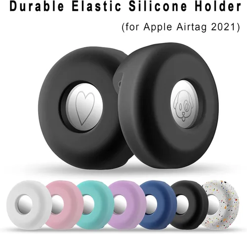 Vista 4 de Cibaabo - Soporte de AirTag para collar de mascota, con funda de silicona, para collar de mascota de 0.8 a 1.2 pulgadas