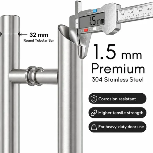 Vista 12 de Prima Decorative - Manija larga para puerta, manija de puerta de entrada de 18 pulgadas, forma redonda en forma de "H", acero inoxidable 304