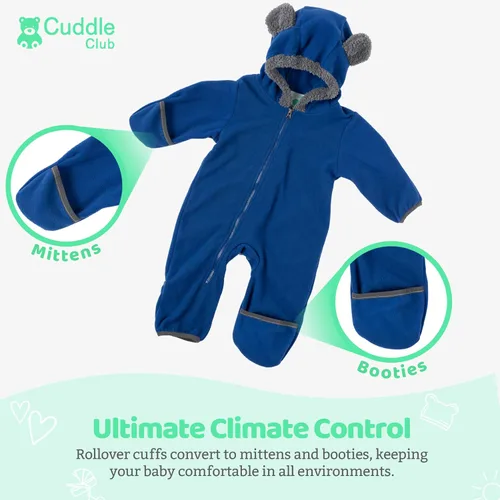 Vista 3 de Enterizo de vellón para bebé, rómper de una sola pieza con capucha para niños, ropa para exteriores, chaqueta infantil