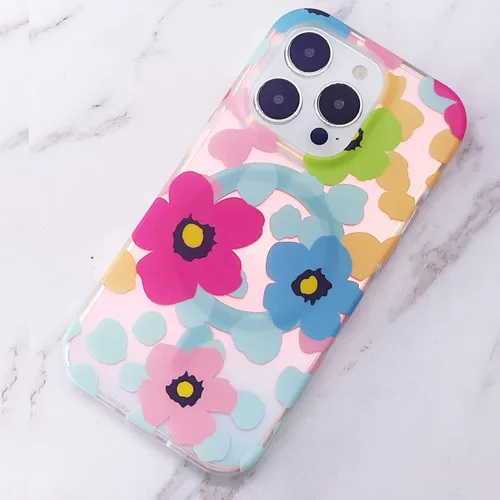 Vista 4 de Funda magnética para iPhone 14 Pro Max de 6.7 pulgadas, compatible con carga MagSafe de TPU suave, parachoques delgado, a prueba de golpes, bonita