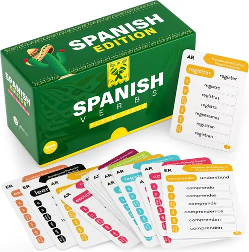 Vista 2 de Tarjetas flash de conjugación de verbos en español: 1.000 verbos, 9 tiempos