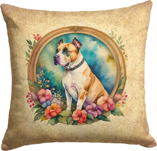 Vista 225 de Caroline's Treasures DAC2072PW1414 Affenpinscher and Flowers - Almohada decorativa de tela, lavable a máquina, para interiores y exteriores