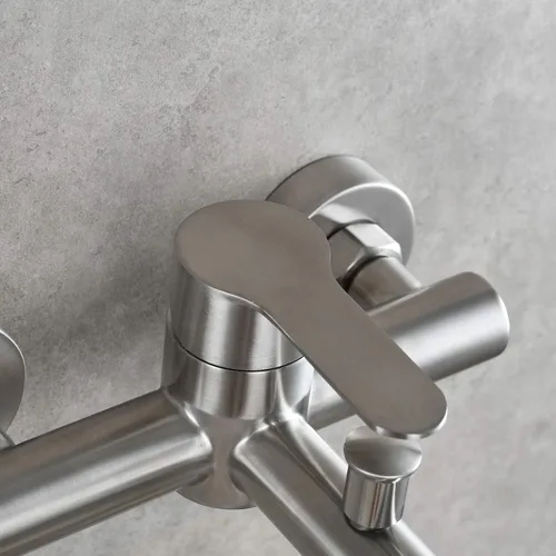 Vista 5 de CIENCIA SNA516 - Grifo de ducha de baño de acero inoxidable montado en pared, níquel cepillado, SNA516