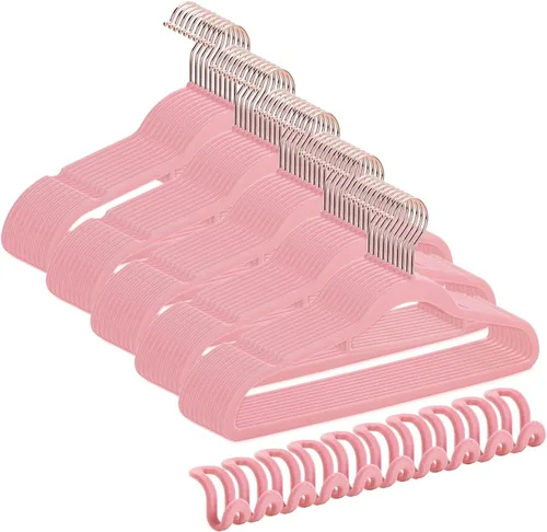 Vista 9 de Paquete de 50 + 10 perchas de terciopelo antideslizantes para ropa para trajes, perchas para ahorrar espacio de 15 a 20 libras, perchas resistentes
