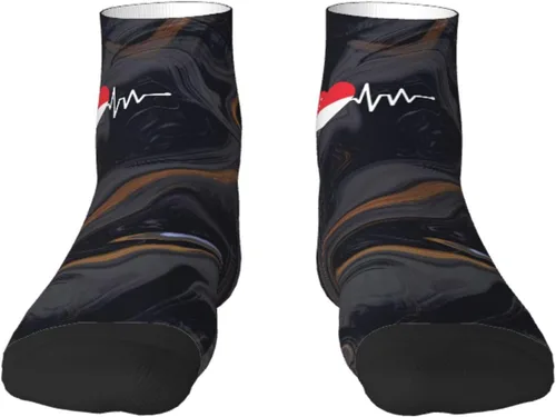 Vista 2 de GDJF Singaporean Heartbeat I Love Singapore Heart Flag Ankle Socks Winter Low Cut Sports Warm Comfort Breathable Casual Socks For Mens And Womens (1)