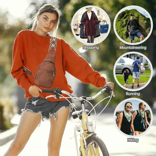 Vista 6 de Long Keeper Bolso cruzado pequeño - Bolso cruzado de cuero vegano para mujeres y hombres, bolsa de pecho para teléfono, bolsa de viaje cruzada