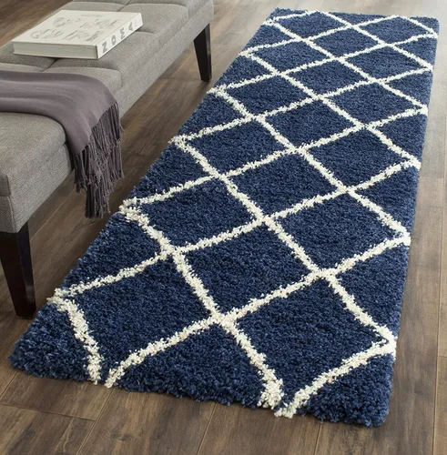 Vista 50 de SAFAVIEH Hudson Shag Collection - Alfombra decorativa de 2 x 3 pies, color beige y marfil, diseño moderno de enrejado, no desprende pelusa