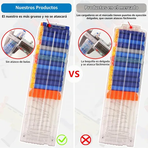 Vista 5 de EKIND 18 clips de dardos compatibles con cargadores Nerf Elite, clip de munición de dardos suave de recarga rápida para pistolas de juguete Nerf