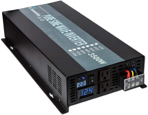 Vista 9 de WZRELB Inversor de corriente de onda sinusoidal pura de 2500 W, 12 VCC a 120 VCA, 60 Hz, salidas de CA duales, 2 puertos USB de 2.4 A y terminal