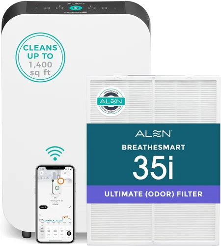Vista 10 de Alen BreatheSmart 35i Purificador de aire con filtro HEPA fresco con carbón - Ideal para control de olores, reducción de humo en 500-1,000 pies