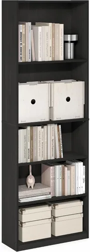 Vista 26 de Furinno GEHRY - Estantería para libros, 5 niveles, con estantes ajustables, 11.6 x 24.8 x 71.4 pulgadas, para oficina en casa, sala de estar, roble