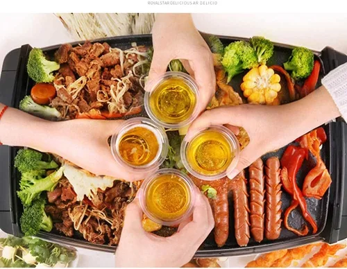 Vista 4 de Parrilla eléctrica de mesa Teppanyaki, parrilla antiadherente, 5 limas con temperatura ajustable, barbacoa de placa caliente para barbacoa, parrilla