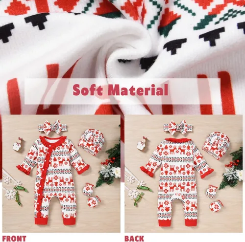Vista 5 de Aalizzwell Newborn Baby Girls Christmas Romper