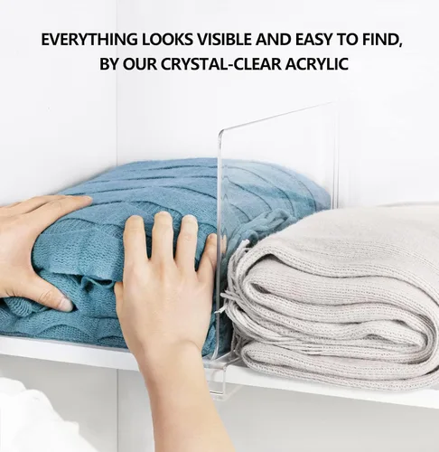 Vista 3 de HBlife Paquete de 8 separadores de estantes transparentes, organizador vertical de bolso para armario, perfecto para suéteres, camisas, bolsos