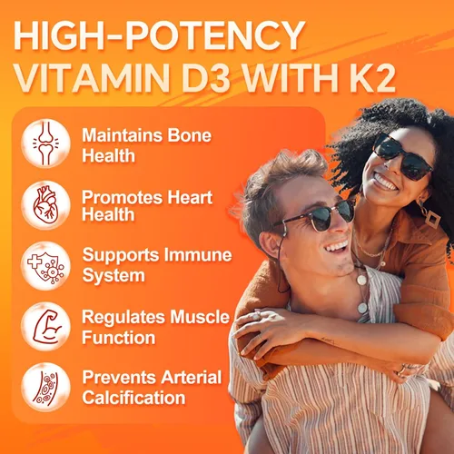 Vista 3 de ZEBORA Vitamina D3 K2 con zinc y selenio - 5000 UI de vitamina D3, 100 Mcg MK7 Vitamina K2 para una máxima absorción, apoya huesos, dientes
