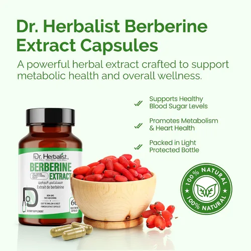 Vista 8 de Dr. HERBALIST Berberina Cápsulas 500 mg, Berberis Aristata Extracto de agracejo indio con alcaloide de berberina, para azúcar en la sangre ya