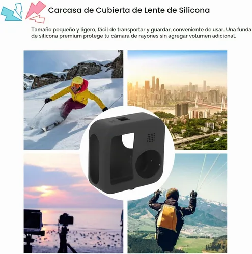 Vista 3 de Cuerpo de cámara de silicona y cubierta de lente, funda de silicona suave, cordón ajustable, para Max, negro