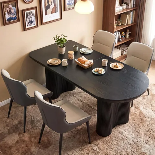 Vista 22 de Guyii Juego de mesa de comedor con 6 sillas, juego de mesa de cocina moderno, mesa de comedor interior para cocina, bar, sala de estar, rincón