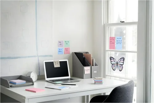 Vista 14 de Post-it - Notas superadhesivas de papel 100% reciclado, 3 x 3 pulgadas, 24 blocs, 70 hojas por bloc, pasteles Wanderlust, suministros de regreso a