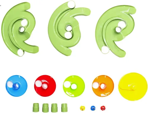 Vista 5 de WEofferwhatYOUwant Torre de Bolas Montessori de 2 Vías – Juguete STEM para Niños de 9 Meses o Más Diseño de Rampa Dual, Pistas Verdes Expandibles