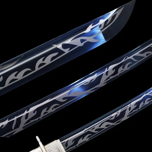 Vista 4 de Kamaiwo-1045/1060 hechas a mano forjadas a mano, auténticas, las espadas samuráis katana japonesas son un regalo único para hombres. El acero