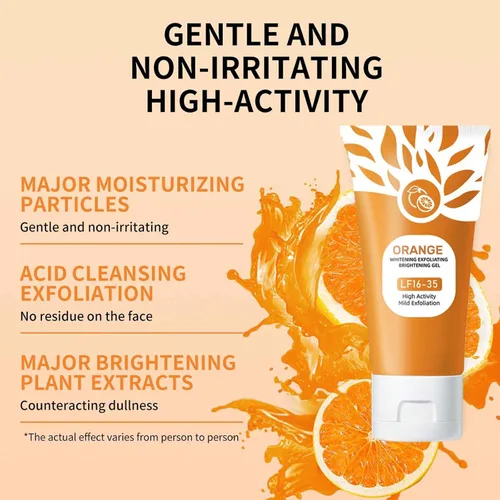 Vista 4 de Orange Enzymes - Exfoliante en gel exfoliante para rostro y cuerpo, gel naranja de limpieza profunda para eliminar puntos negros, exfoliante