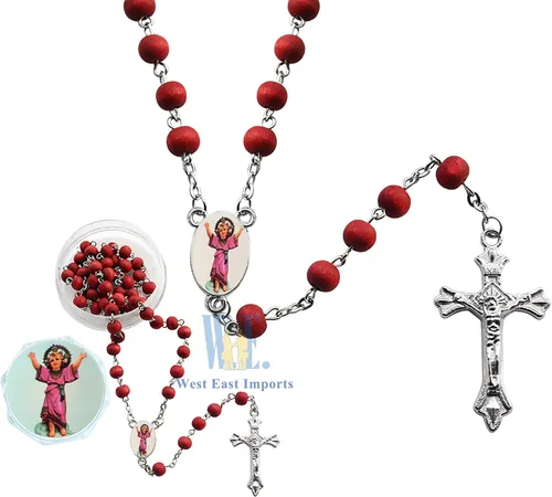 Vista 4 de Divino Nino Divino Niño Jesús Perfumado Rosario (12 PCS) Recuerdos de presentacion de 3 años Bautismo Party Favor Baby Jesus (rojo)
