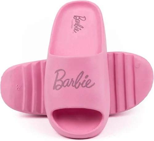 Vista 3 de Barbie Womens Sliders Ladies Pink Doll Logo Summer Beachwear Shoes